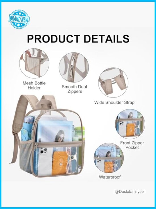 Clear Stadium Approved Backpack 12x6x12 Waterproof PVC Daypack for Events main image 6
